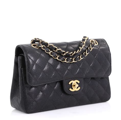 chanel caviar quilted small double flap black|Small classic handbag, Grained calfskin & gold.